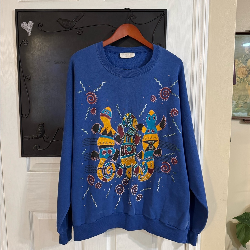 Colorful Graphic Pullover - Retro Vintage Printed Sweatshirt (Relaxed Crewneck)